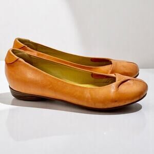 EVERYBODY by B.Z. Moda Orange Leather Flats Slip On Bohemian Shoes EU 36 US 5.5
